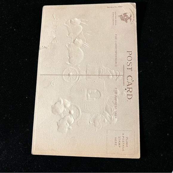 Vtg 1910 Anthropomorphic Chicks Soldiers Driving Bunny Rabbits Carriage Easter - Picture 9 of 9